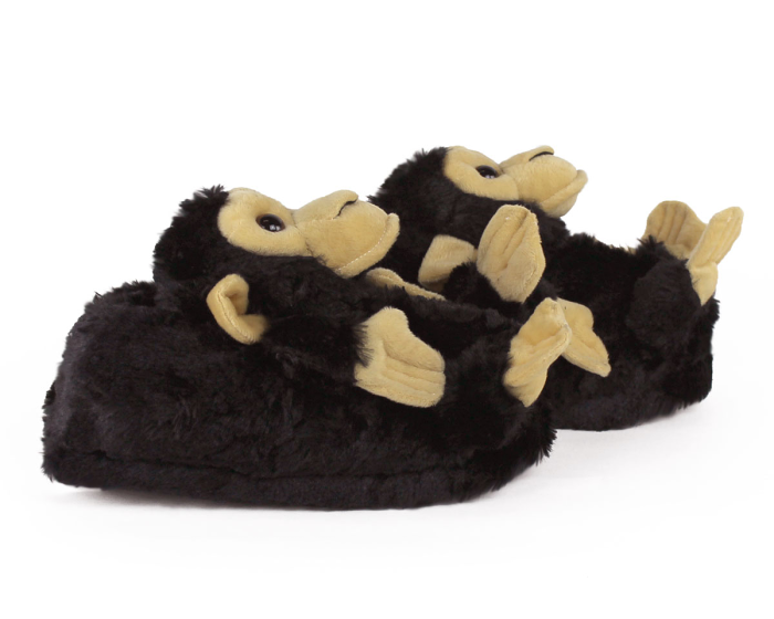 Black Monkey Animal Slippers Side View