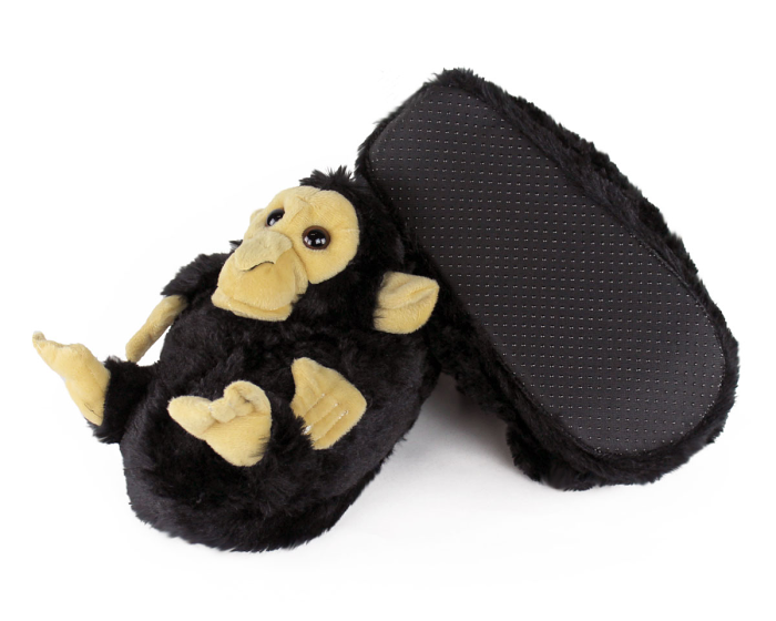 Black Monkey Animal Slippers Bottom View