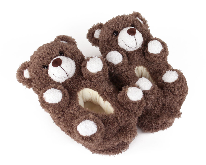 Kids Teddy Bear Slippers 3/4 View