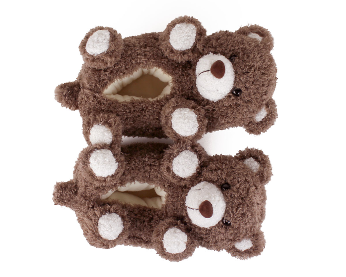 Kids Teddy Bear Slippers Top View