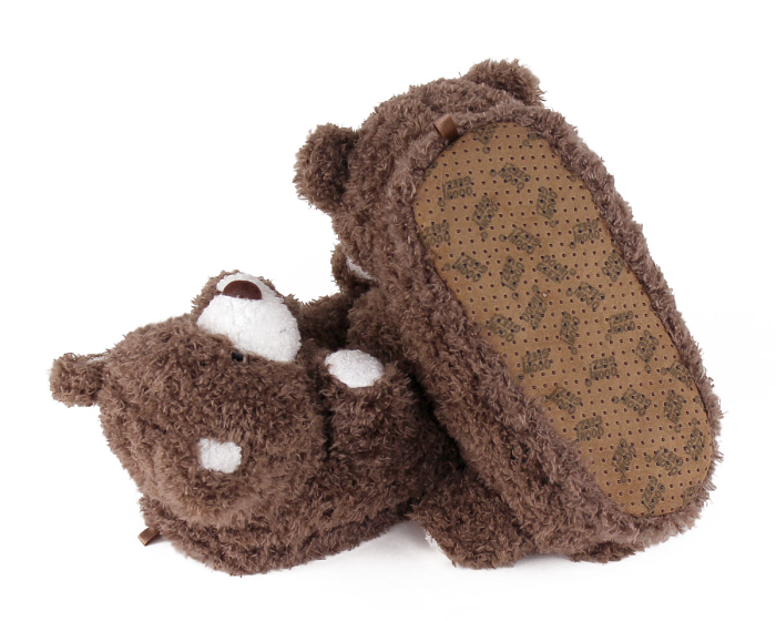 Kids Teddy Bear Slippers Bottom View