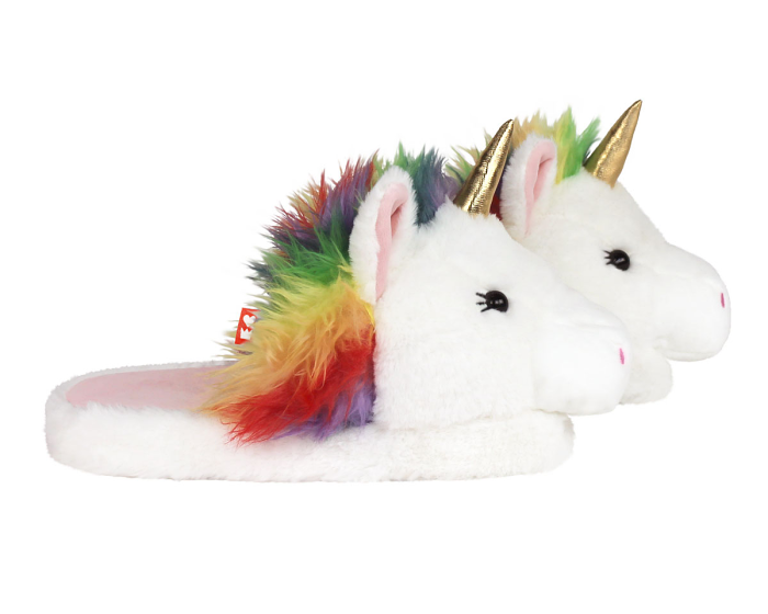 Fuzzy Unicorn Slippers Side View