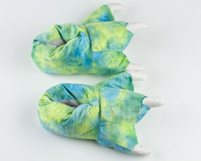 Children's Green Dinosaur Feet Slippers 4