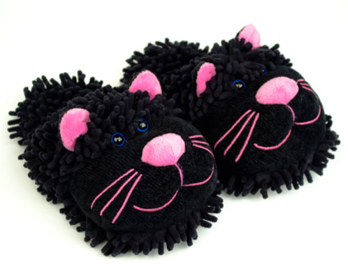 fuzzy slippers black