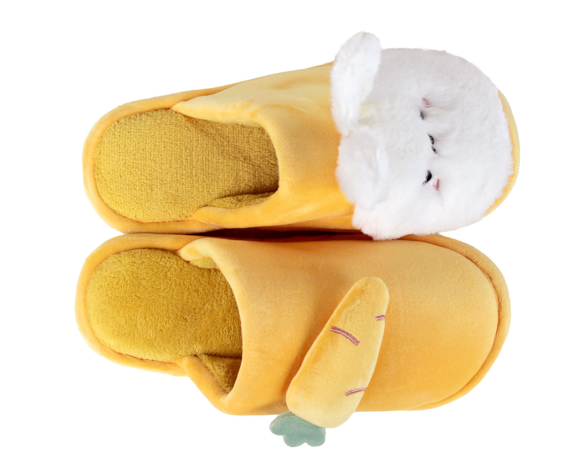 Bunny and Carrot Slippers | Plush Rabbit House Slippers