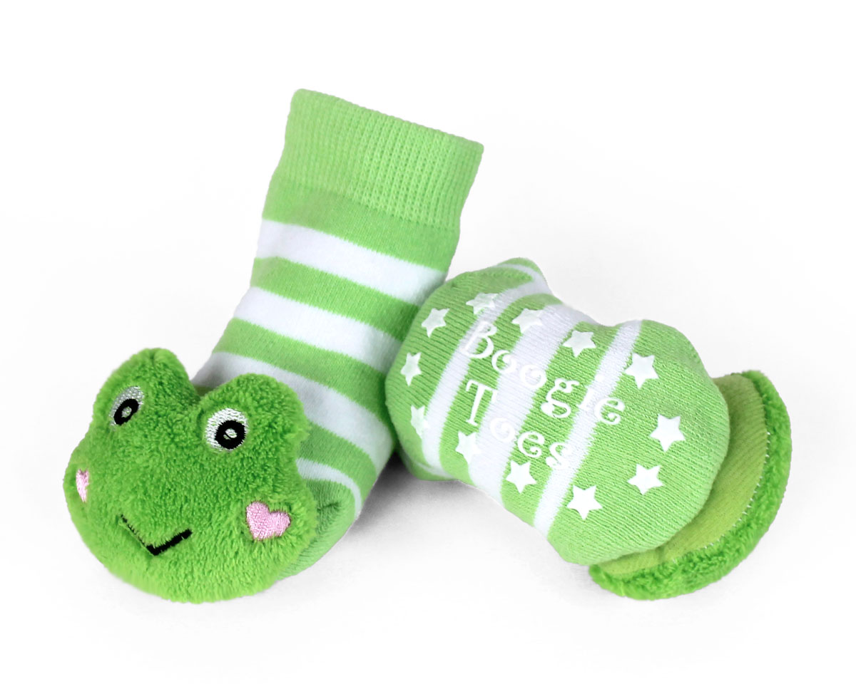 Boogie Toes Green Dinosaur Rattle Socks