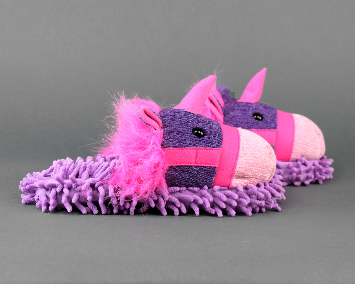 Unicorn Slippers Pink & Purple Aroma Home Fuzzy Friends Slippers 