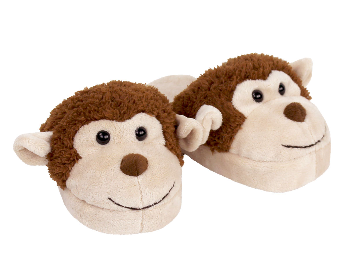 Kids Monkey Slippers | Fuzzy Brown Monkey Slippers