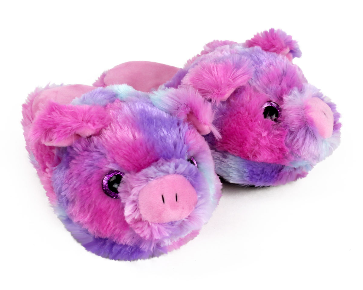 Rainbow Pig Slippers | Fuzzy Plush Pig Slippers