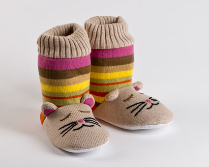 Knitted Sock Cat Slippers :: Animal Slippers