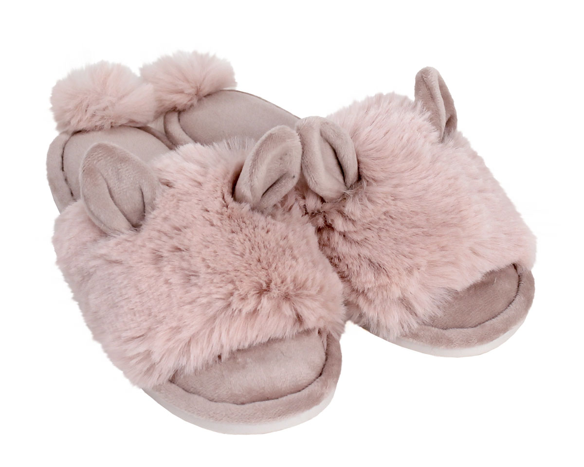 Pink Bunny Slippers Pom Pom Rabbit Slippers