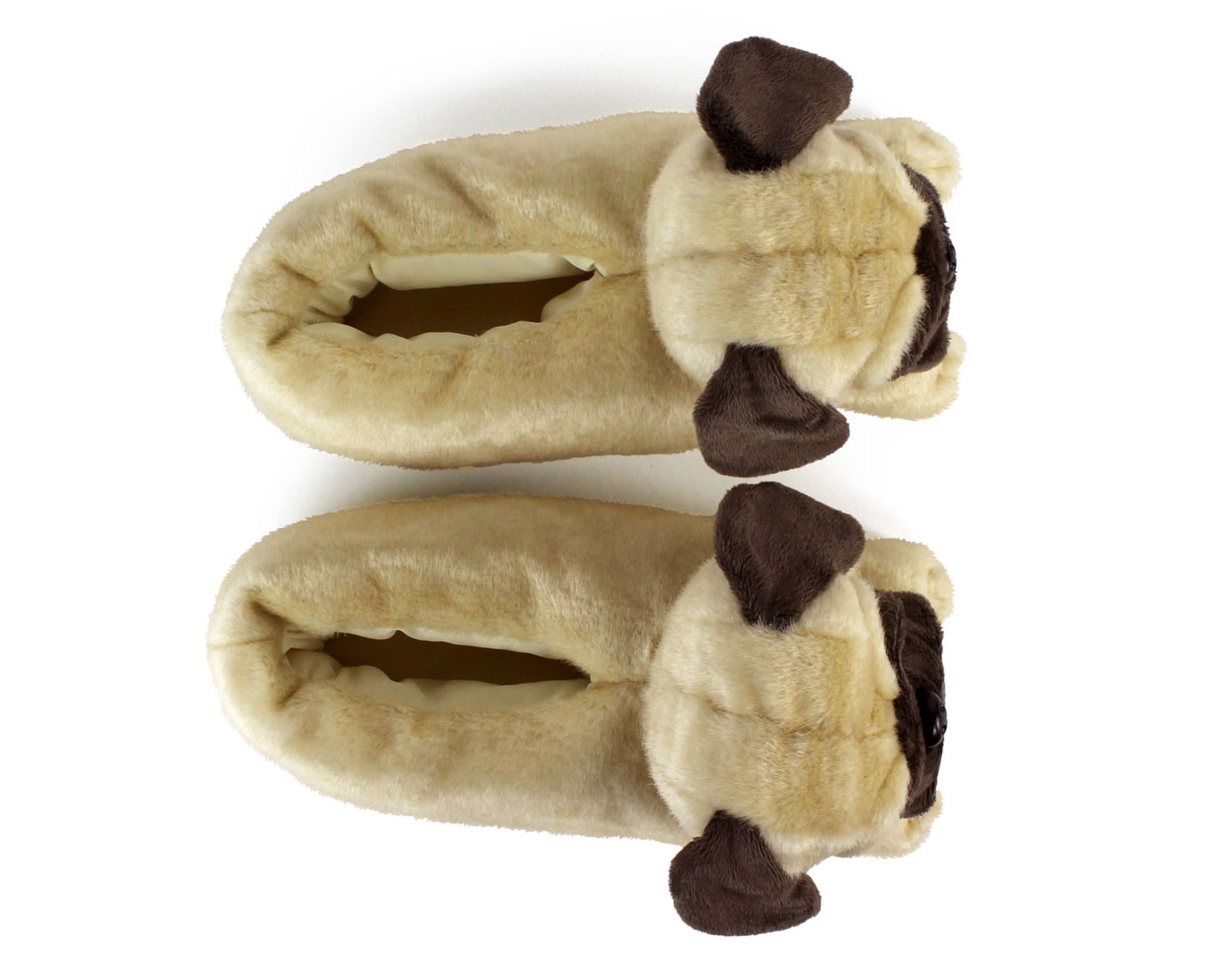 Details about   Kids Novelty 3D Pug Dog Slippers Character Plush Puppy Mules Booties Xmas Gift 