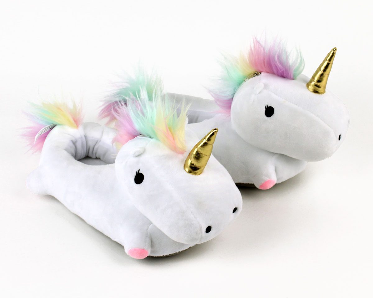 fuzzy unicorn slippers