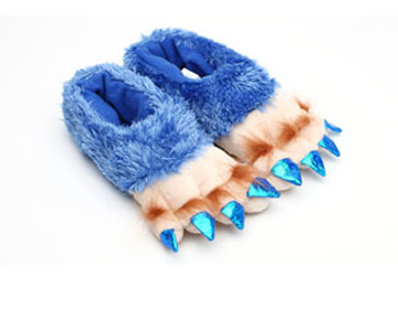 pair of plush slippers for toddlers that look like monster claws