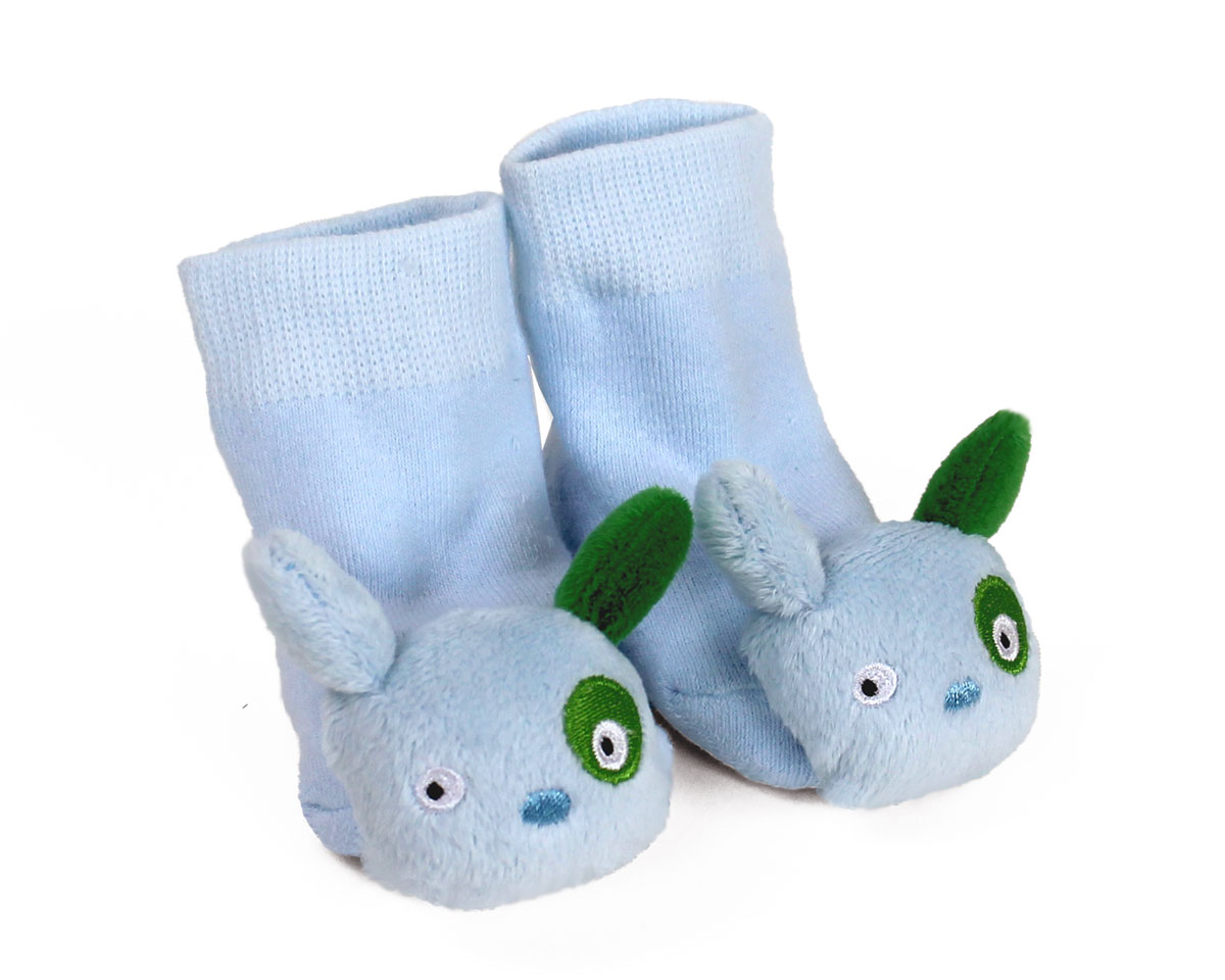 Blue Puppy Baby Rattle Socks
