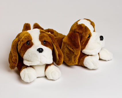 Children's Basset Dog Slippers Fuzzy Animal Slippers | BunnySlippers.com