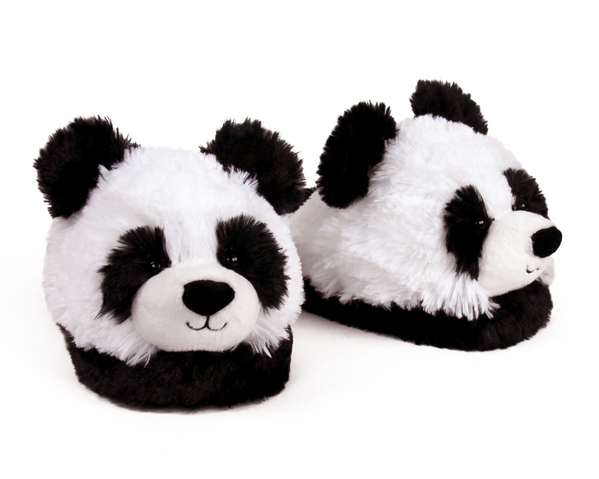 Fuzzy Panda Slippers