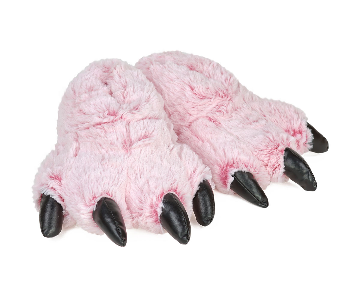 Kids Pink Tiger Paw Slippers
