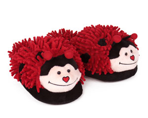 Fuzzy Ladybug Slippers