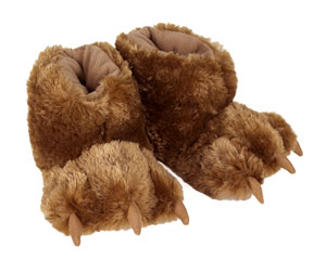 Kids Brown Bear Paw Slippers