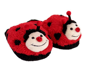 Kids Fuzzy Lady Bug Slippers