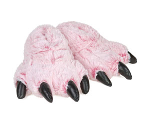 Kids Pink Tiger Paw Slippers