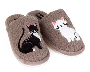 SlumberzzZ Childrens/Kids Fleece Lined Cat Slippers SL696 